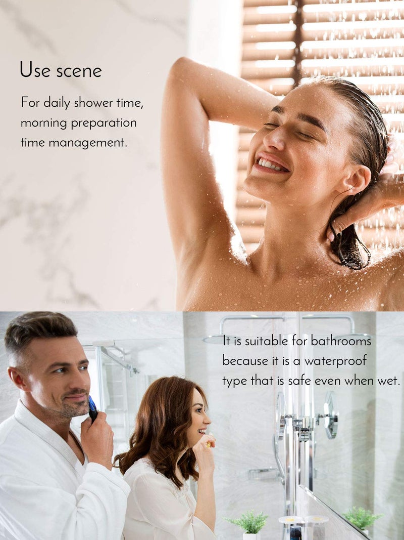 dretec Digital Timer Water Proof Shower Timer Shower Clock Bathroom Magnetic Backing White(Waterproof) Officially Tested in Japan (1starter Lithium Battery Included) - Image 3